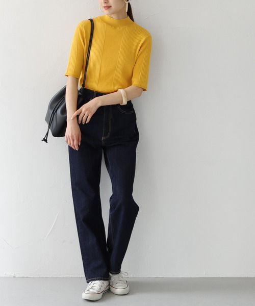 HER CLOSET（ハークローゼット）の「【HERCLOSET】WEB限定プチハイネックカラフルイレギュラーリブニット【新色追加】（ニット/セーター・レディース・ブラック/オフホワイト/イエロー/ブルー/ダークオレンジ/レッド/グリーン・M）」の18枚目の写真