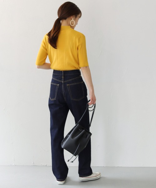 HER CLOSET（ハークローゼット）の「【HERCLOSET】WEB限定プチハイネックカラフルイレギュラーリブニット【新色追加】（ニット/セーター・レディース・ブラック/オフホワイト/イエロー/ブルー/ダークオレンジ/レッド/グリーン・M）」の13枚目の写真