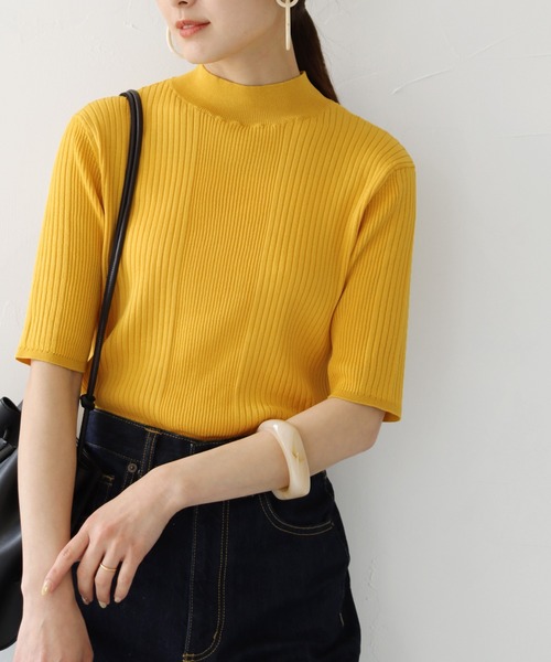 HER CLOSET（ハークローゼット）の「【HERCLOSET】WEB限定プチハイネックカラフルイレギュラーリブニット【新色追加】（ニット/セーター・レディース・ブラック/オフホワイト/イエロー/ブルー/ダークオレンジ/レッド/グリーン・M）」の12枚目の写真