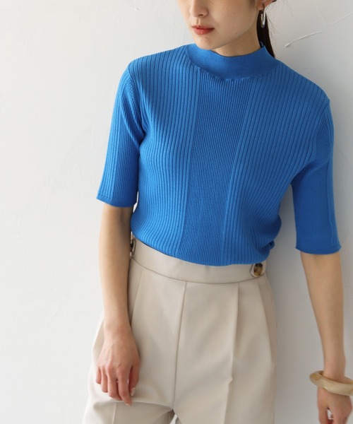 HER CLOSET（ハークローゼット）の「【HERCLOSET】WEB限定プチハイネックカラフルイレギュラーリブニット【新色追加】（ニット/セーター・レディース・ブラック/オフホワイト/イエロー/ブルー/ダークオレンジ/レッド/グリーン・M）」の11枚目の写真