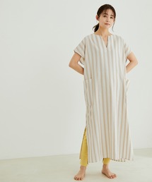 【WEB限定】マルチストライプキーネックカフタンワンピース