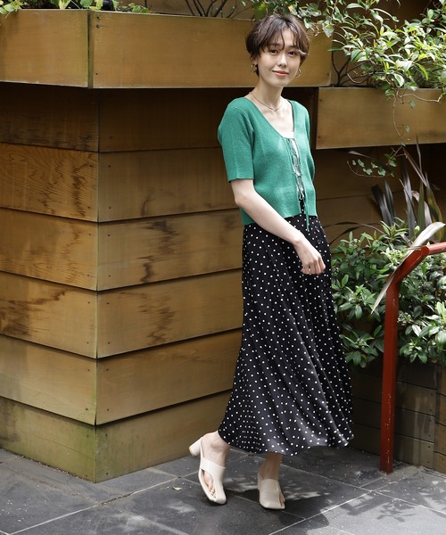 N.（N. Natural Beauty Basic）（エヌエヌナチュラルビューティーベーシック）の「ドットプリントサイドボタンスカート（スカート・レディース・ブラック系その他/ホワイト系その他・MEDIUM）」の4枚目の写真