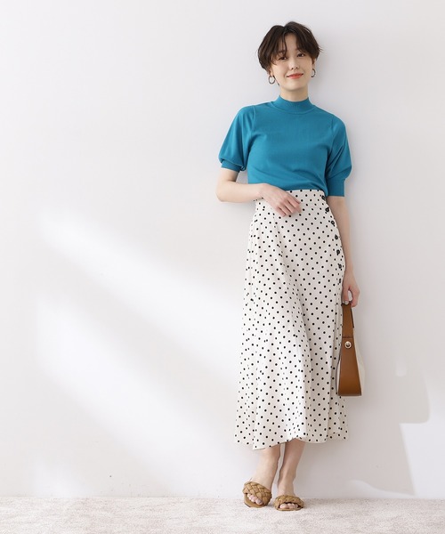 N.（N. Natural Beauty Basic）（エヌエヌナチュラルビューティーベーシック）の「ドットプリントサイドボタンスカート（スカート・レディース・ブラック系その他/ホワイト系その他・MEDIUM）」の3枚目の写真