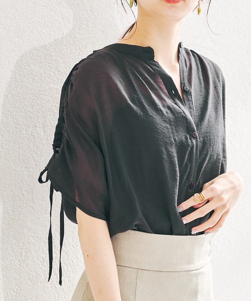 acro（アクロ）の「バンドカラーシースルードロストブラウス/AC1387（シャツ/ブラウス・レディース・ホワイト/ネイビー/イエロー・ﾌﾘ-）」の15枚目の写真