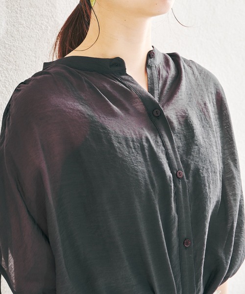 acro（アクロ）の「バンドカラーシースルードロストブラウス/AC1387（シャツ/ブラウス・レディース・ホワイト/ネイビー/イエロー・ﾌﾘ-）」の20枚目の写真