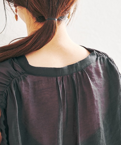 acro（アクロ）の「バンドカラーシースルードロストブラウス/AC1387（シャツ/ブラウス・レディース・ホワイト/ネイビー/イエロー・ﾌﾘ-）」の7枚目の写真