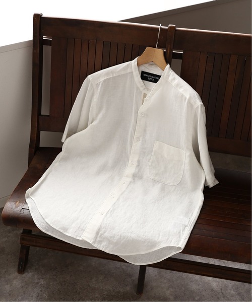 B.C STOCK（ベーセーストック）の「リネンSS（シャツ/ブラウス・メンズ・ホワイト/ネイビー/カーキ・MEDIUM/LARGE/SMALL）」の2枚目の写真