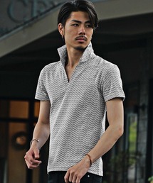 JOKER | ダブルシェブロン柄半袖スキッパーポロ(ポロシャツ)