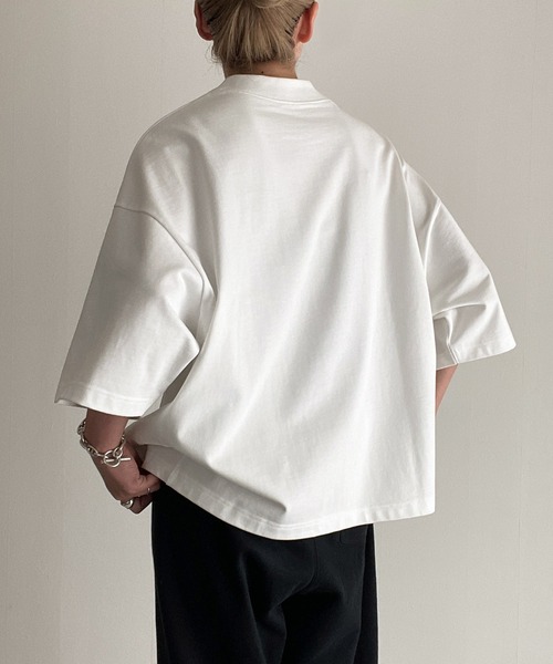 miho様　アイボリー　トップス y/m by MIHO（イムバイミホ）の「モックネックオーバーサイズTシャツ