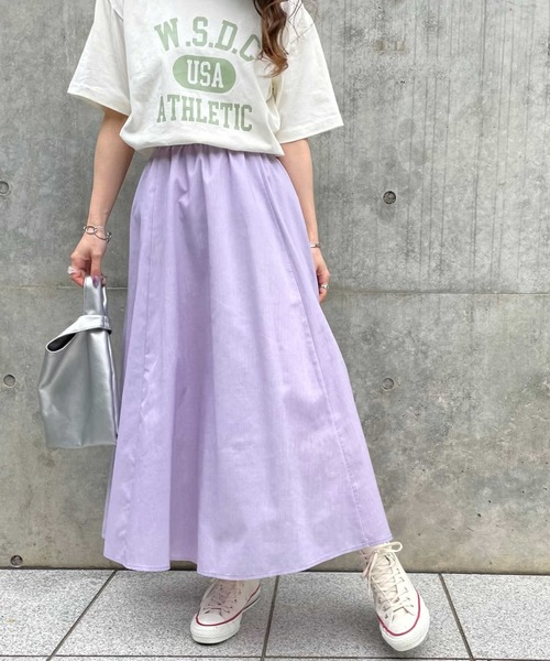 HONEYSUCKLE ROSE（ハニーサックルローズ）の「【HONEYSUCKLE ROSE】シャンブレーカラースカート（スカート・レディース・ベージュ/グリーン/オレンジ/パープル/イエロー・M/L）」の3枚目の写真