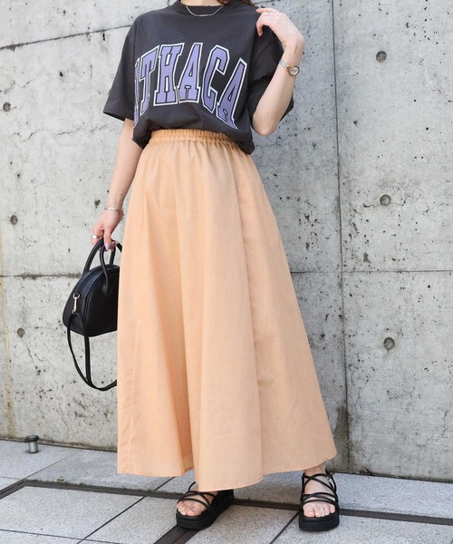 HONEYSUCKLE ROSE（ハニーサックルローズ）の「【HONEYSUCKLE ROSE】シャンブレーカラースカート（スカート・レディース・ベージュ/グリーン/オレンジ/パープル/イエロー・M/L）」の5枚目の写真