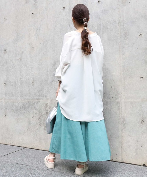 HONEYSUCKLE ROSE（ハニーサックルローズ）の「【HONEYSUCKLE ROSE】シャンブレーカラースカート（スカート・レディース・ベージュ/グリーン/オレンジ/パープル/イエロー・M/L）」の10枚目の写真