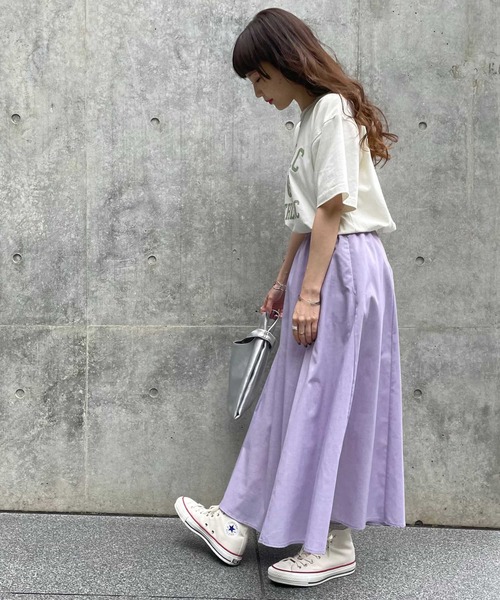 HONEYSUCKLE ROSE（ハニーサックルローズ）の「【HONEYSUCKLE ROSE】シャンブレーカラースカート（スカート・レディース・ベージュ/グリーン/オレンジ/パープル/イエロー・M/L）」の20枚目の写真