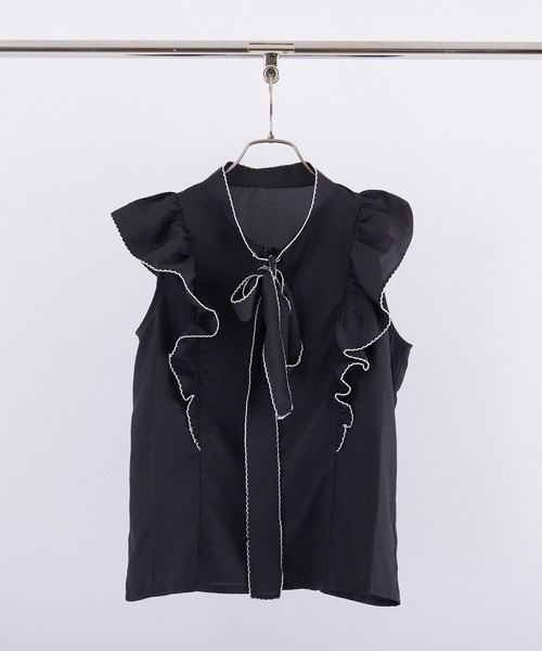 PAPAVER（パパヴェル）の「【papaver】ボウタイノースリBL（シャツ/ブラウス・レディース・オフホワイト/ブラック系その他/ブラック・MEDIUM）」の6枚目の写真