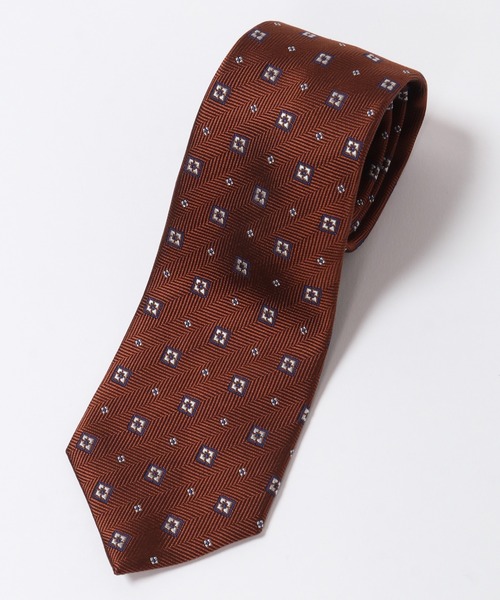 MEN'S BIGI（メンズビギ）の「へリンボン小紋柄ネクタイ（ネクタイ・メンズ・ネイビー/オレンジ・FREE）」の2枚目の写真
