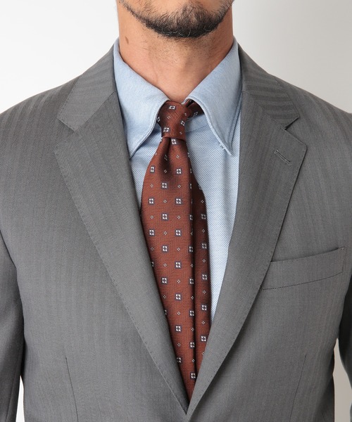 MEN'S BIGI（メンズビギ）の「へリンボン小紋柄ネクタイ（ネクタイ・メンズ・ネイビー/オレンジ・FREE）」の3枚目の写真