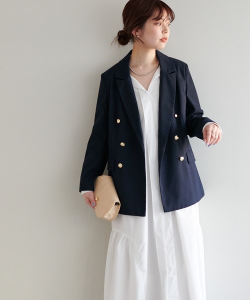 natural couture（ナチュラルクチュール）の「WEB限定/大人気リバイバル/おしゃれ金ボタンジャケット（テーラードジャケット・レディース・ベージュ/ネイビー/ブラウン系その他/その他2・FREE）」の5枚目の写真