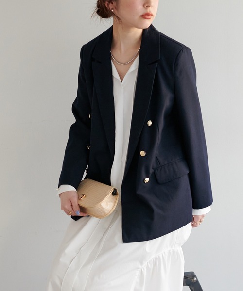 natural couture（ナチュラルクチュール）の「WEB限定/大人気リバイバル/おしゃれ金ボタンジャケット（テーラードジャケット・レディース・ベージュ/ネイビー/ブラウン系その他/その他2・FREE）」の14枚目の写真