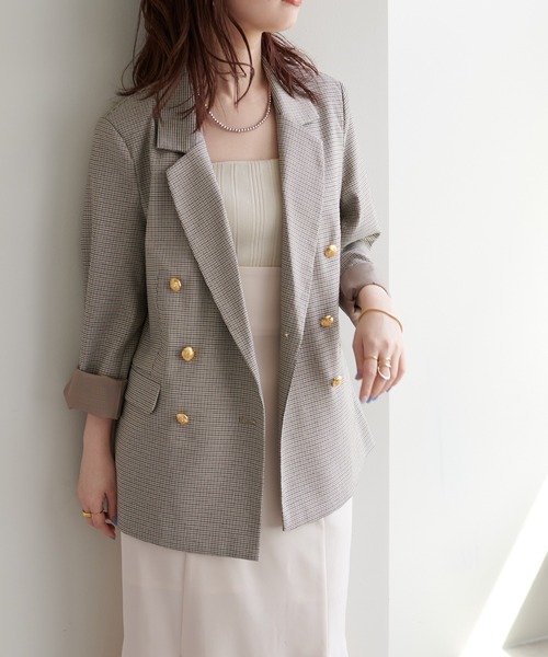 natural couture（ナチュラルクチュール）の「WEB限定/大人気リバイバル/おしゃれ金ボタンジャケット（テーラードジャケット・レディース・ベージュ/ネイビー/ブラウン系その他/その他2・FREE）」の9枚目の写真