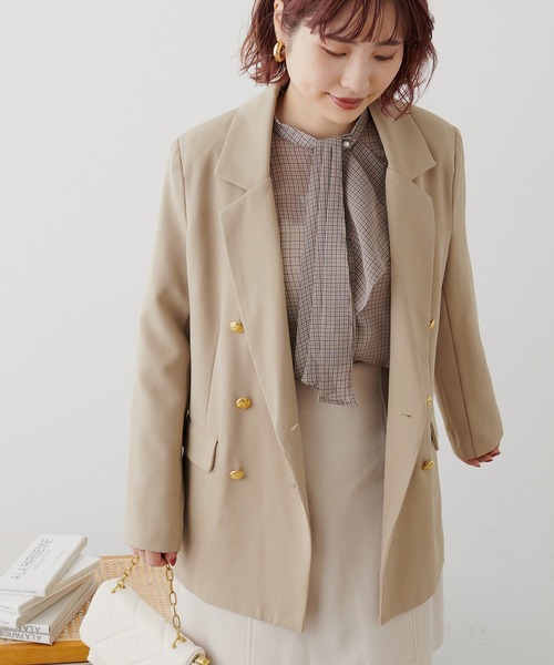 natural couture（ナチュラルクチュール）の「WEB限定/大人気リバイバル/おしゃれ金ボタンジャケット（テーラードジャケット・レディース・ベージュ/ネイビー/ブラウン系その他/その他2・FREE）」の19枚目の写真
