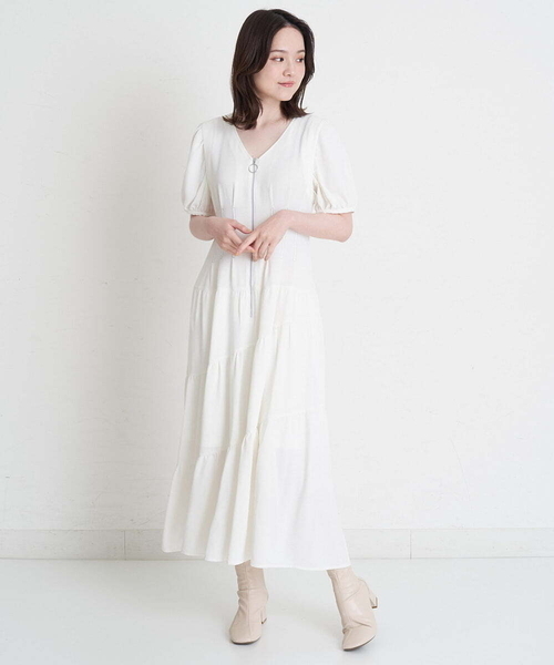 A de a.v.v（アードアー・ヴェ・ヴェ）の「配色ステッチパフスリーブティアードワンピ―ス（ワンピース・レディース・ブルー/ホワイト/ブラック・36/38）」の9枚目の写真