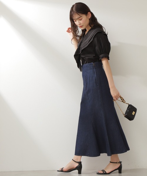 NATURAL BEAUTY BASIC（ナチュラルビューティーベーシック）の「バイカラーステッチラッフルブラウス（シャツ/ブラウス・レディース・オフホワイト/ブラック系その他・SMALL/MEDIUM）」の17枚目の写真