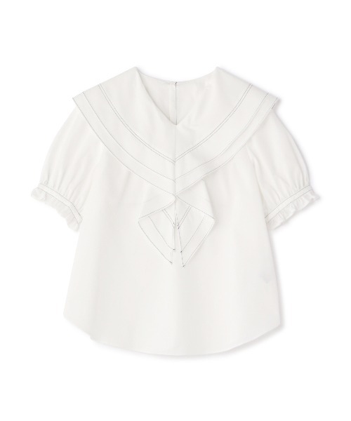 NATURAL BEAUTY BASIC（ナチュラルビューティーベーシック）の「バイカラーステッチラッフルブラウス（シャツ/ブラウス・レディース・オフホワイト/ブラック系その他・SMALL/MEDIUM）」の11枚目の写真