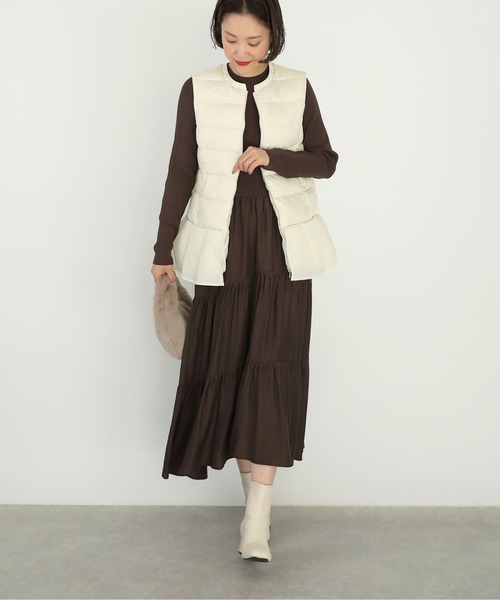 PICCIN(ピッチン)の「ペプラムダウンベスト(ダウンベスト・レディース・ブラック/アイボリー/モカ・M)」の16枚目の写真