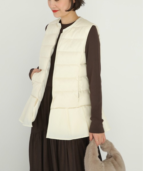 PICCIN(ピッチン)の「ペプラムダウンベスト(ダウンベスト・レディース・ブラック/アイボリー/モカ・M)」の8枚目の写真