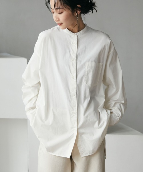 CRAFT STANDARD BOUTIQUE（クラフトスタンダードブティック）の「【追加】バンドカラーシャツ　＊◆（シャツ/ブラウス・レディース・グレー系その他2/ブルー系その他4/ブルー系その他6/オレンジ系その他7/オフホワイト・S/M/L）」の2枚目の写真