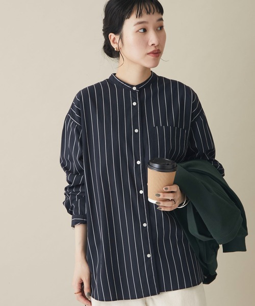 CRAFT STANDARD BOUTIQUE（クラフトスタンダードブティック）の「【追加】バンドカラーシャツ　＊◆（シャツ/ブラウス・レディース・グレー系その他2/ブルー系その他4/ブルー系その他6/オレンジ系その他7/オフホワイト・S/M/L）」の4枚目の写真