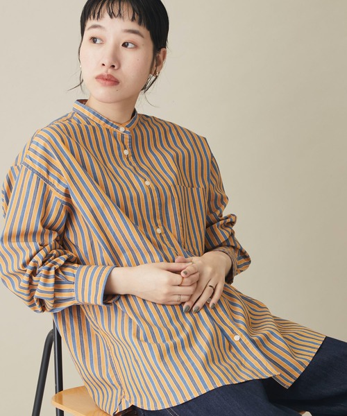 CRAFT STANDARD BOUTIQUE（クラフトスタンダードブティック）の「【追加】バンドカラーシャツ　＊◆（シャツ/ブラウス・レディース・グレー系その他2/ブルー系その他4/ブルー系その他6/オレンジ系その他7/オフホワイト・S/M/L）」の5枚目の写真