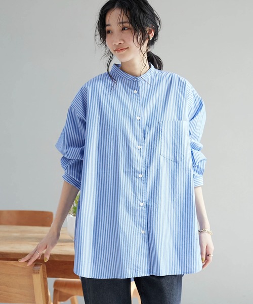 CRAFT STANDARD BOUTIQUE（クラフトスタンダードブティック）の「【追加】バンドカラーシャツ　＊◆（シャツ/ブラウス・レディース・グレー系その他2/ブルー系その他4/ブルー系その他6/オレンジ系その他7/オフホワイト・S/M/L）」の12枚目の写真