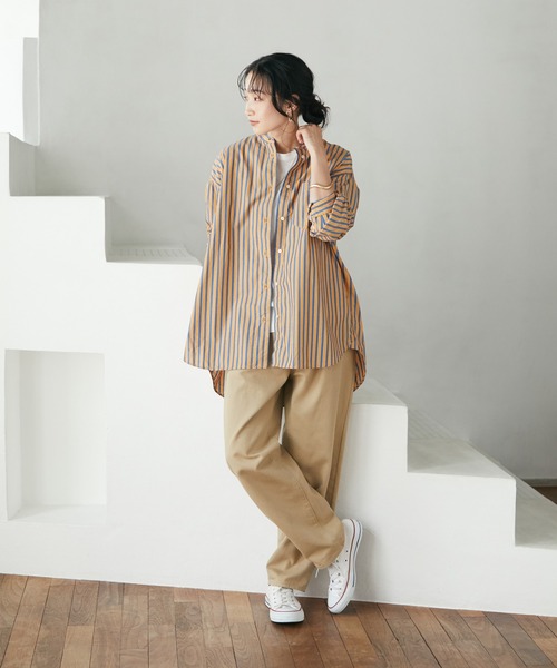 CRAFT STANDARD BOUTIQUE（クラフトスタンダードブティック）の「【追加】バンドカラーシャツ　＊◆（シャツ/ブラウス・レディース・グレー系その他2/ブルー系その他4/ブルー系その他6/オレンジ系その他7/オフホワイト・S/M/L）」の15枚目の写真