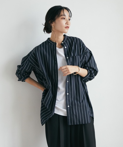 CRAFT STANDARD BOUTIQUE（クラフトスタンダードブティック）の「【追加】バンドカラーシャツ　＊◆（シャツ/ブラウス・レディース・グレー系その他2/ブルー系その他4/ブルー系その他6/オレンジ系その他7/オフホワイト・S/M/L）」の7枚目の写真