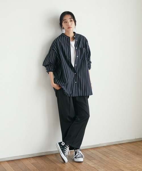 CRAFT STANDARD BOUTIQUE（クラフトスタンダードブティック）の「【追加】バンドカラーシャツ　＊◆（シャツ/ブラウス・レディース・グレー系その他2/ブルー系その他4/ブルー系その他6/オレンジ系その他7/オフホワイト・S/M/L）」の8枚目の写真