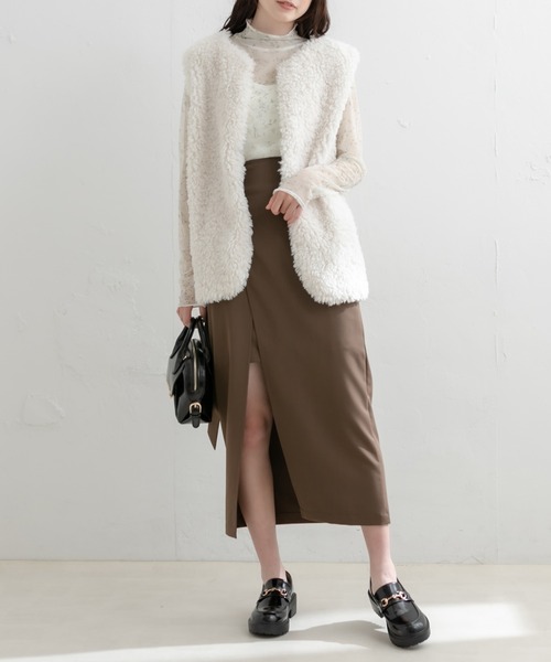 OLIVE des OLIVE（オリーブデオリーブ）の「プリントシアータートルインナー（Tシャツ/カットソー・レディース・サックスブルー/オフホワイト/ベージュ・FREE）」の18枚目の写真