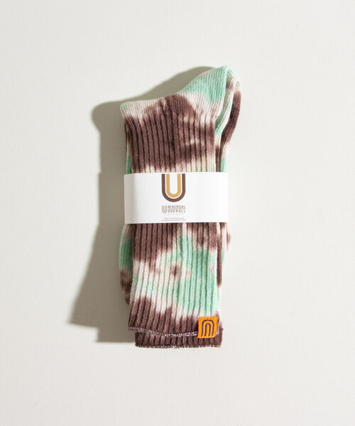 UNIVERSAL OVERALL（ユニバーサルオーバーオール）の「【UNIVERSAL OVERALL/ユニバーサルオーバーオール】新色追加! タイダイ柄リブソックス（ソックス/靴下・メンズ・ブラック/パープル/オリーブ/イエロー/オレンジ/ブルー/ミント/グレー・FREE）」の5枚目の写真