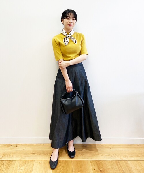 OPAQUE.CLIP（オペークドットクリップ）の「◆デニムシャンブレーフレアスカート（スカート・レディース・ガンメタ/ネイビー系3・38/36）」の8枚目の写真