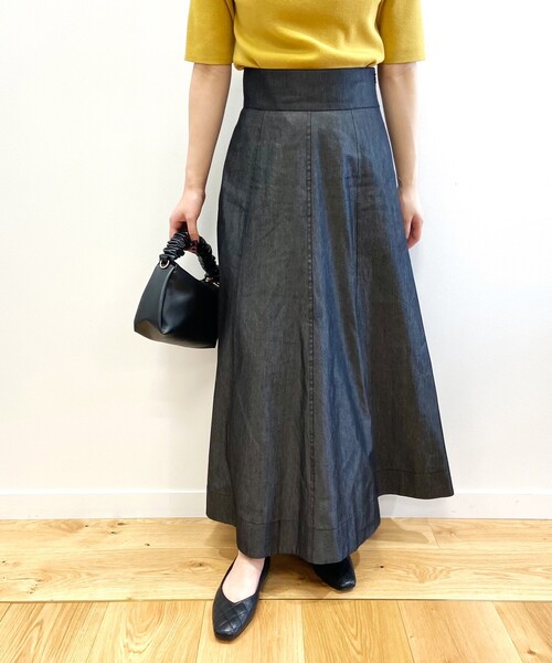 OPAQUE.CLIP（オペークドットクリップ）の「◆デニムシャンブレーフレアスカート（スカート・レディース・ガンメタ/ネイビー系3・38/36）」の10枚目の写真