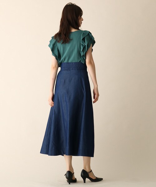 OPAQUE.CLIP（オペークドットクリップ）の「◆デニムシャンブレーフレアスカート（スカート・レディース・ガンメタ/ネイビー系3・38/36）」の15枚目の写真