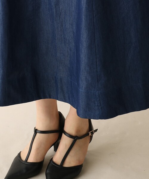 OPAQUE.CLIP（オペークドットクリップ）の「◆デニムシャンブレーフレアスカート（スカート・レディース・ガンメタ/ネイビー系3・38/36）」の20枚目の写真