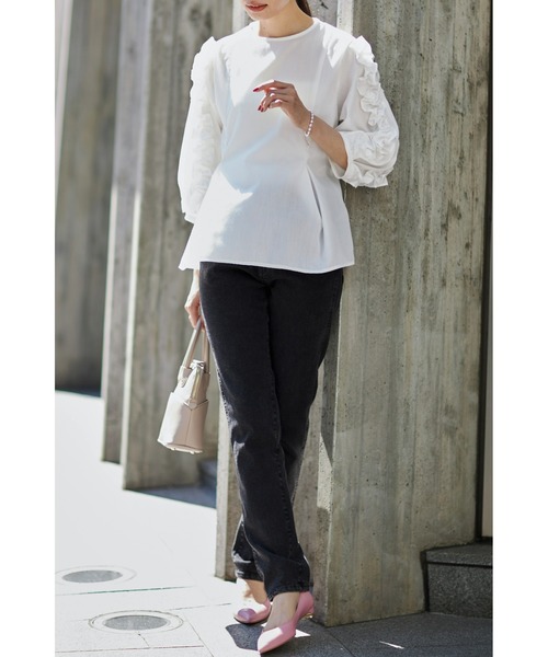 &. NOSTALGIA（アンドドットノスタルジア）の「フリルスリーブブラウス（シャツ/ブラウス・レディース・ブラック/オフホワイト・FREE）」の15枚目の写真