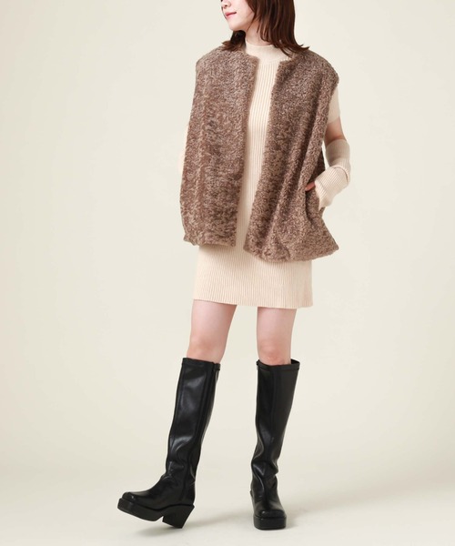 archives（アルシーヴ）の「ファーベスト付きキルティングジャケット（その他アウター・レディース・モカ/アイボリー/グレイッシュベージュ・MEDIUM）」の18枚目の写真