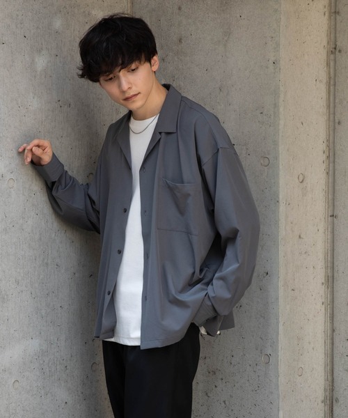 WEGO(ウィゴー)の「WEGO/オープンカラーBIGシャツ(シャツ/ブラウス・メンズ・ベージュ/ブルー/ホワイト/ブラック/ダークグレー・LARGE/MEDIUM)」の14枚目の写真