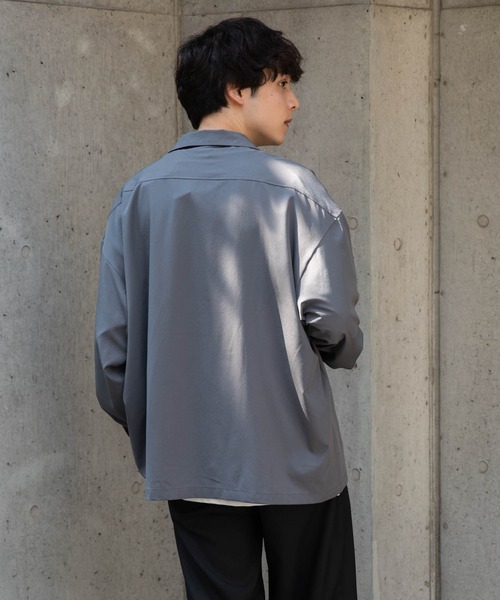 WEGO(ウィゴー)の「WEGO/オープンカラーBIGシャツ(シャツ/ブラウス・メンズ・ベージュ/ブルー/ホワイト/ブラック/ダークグレー・LARGE/MEDIUM)」の8枚目の写真