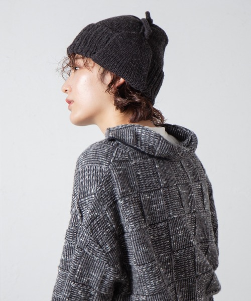 RACAL(ラカル)の「Dog-ear Tab Knit Watch / 耳当て付きニットワッチ(ニットキャップ/ビーニー・レディース・ブラウン/ベージュ/ブラック/グレー/ネイビー/チャコールグレー/オレンジ/アイボリー・FREE)」の4枚目の写真