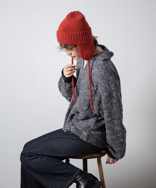 RACAL(ラカル)の「Dog-ear Tab Knit Watch / 耳当て付きニットワッチ(ニットキャップ/ビーニー・レディース・ブラウン/ベージュ/ブラック/グレー/ネイビー/チャコールグレー/オレンジ/アイボリー・FREE)」の8枚目の写真