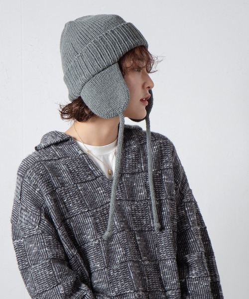 RACAL イヤー ニットワッチ ニットキャップ ビーニー ライトグレー RACAL（ラカル） RACAL Dog-ear Tab Knit Watch 日本製 イヤーフラップ