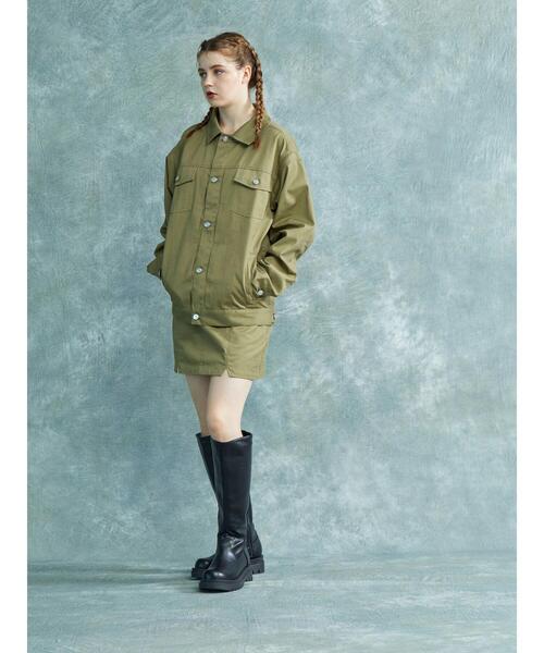 ENVYM（アンビー）の「ENVYM.ツイルジャケット（ブルゾン・レディース・カーキ/ブラック・FREE）」の6枚目の写真